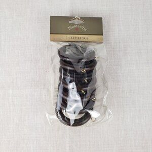 Montevilla Clip Rings Curtain Holders Dark Walnut Wood Set of 7